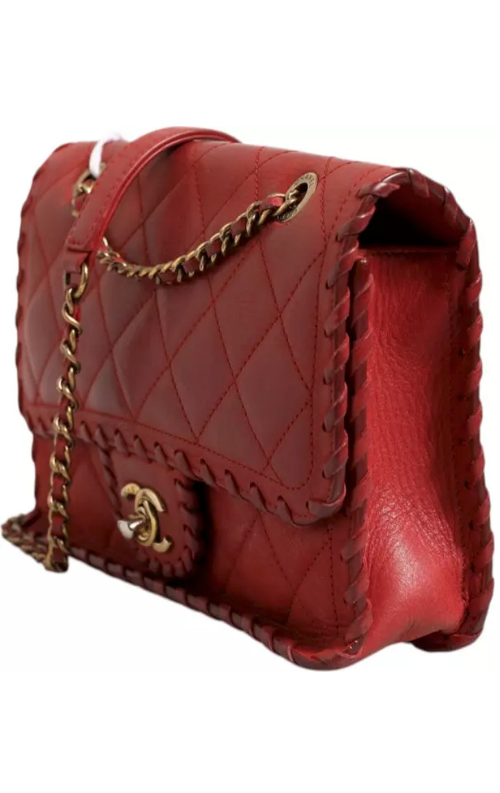 Chanel Mini Flap Bag in lambskin with braided calfskin and gold-tone metal har