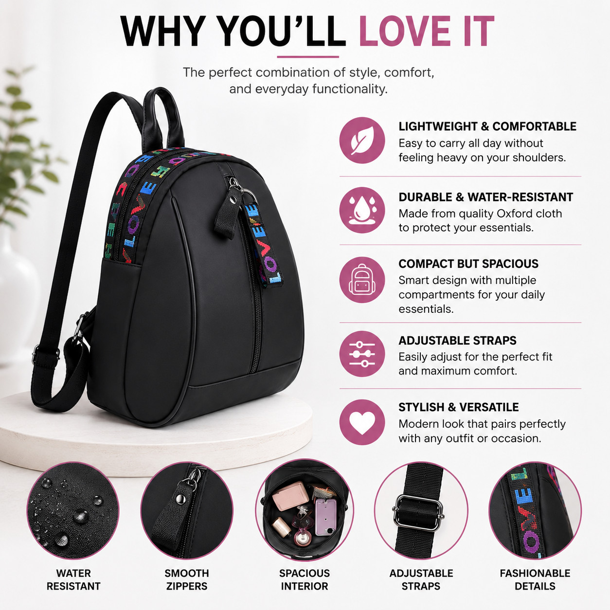 Mini Backpack Purse for Women Small Oxford Travel School Casual Daypack Bag
