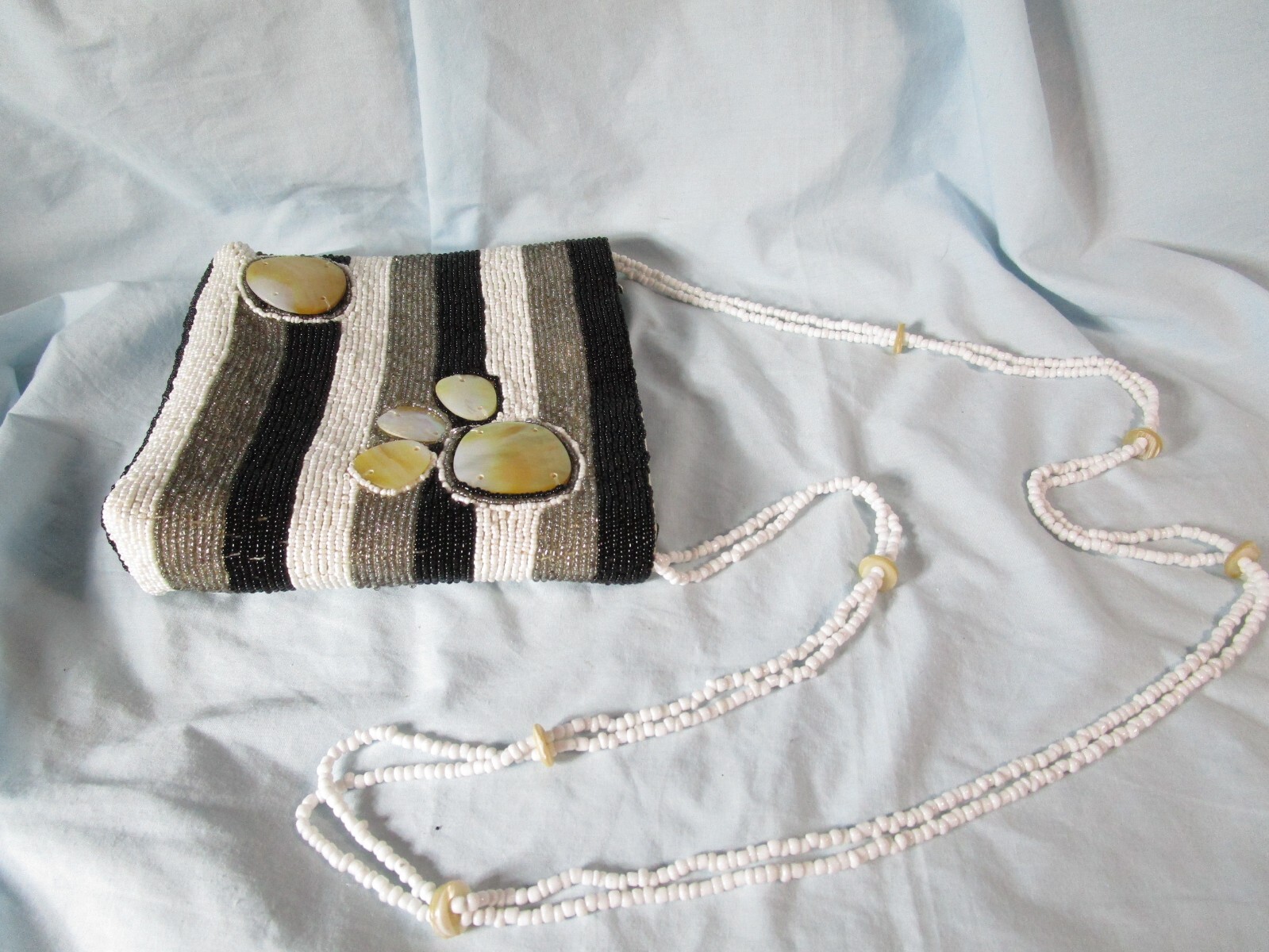 MANGOS Bead & Abalone Shell Small Handbag/Purse with Strap