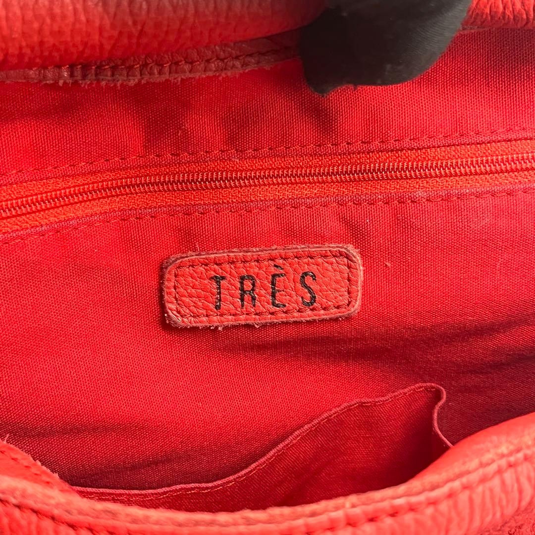 TRES Shoulder Tote Bag Purse Leather Red Horn Toggle Button Y2K Used vintage
