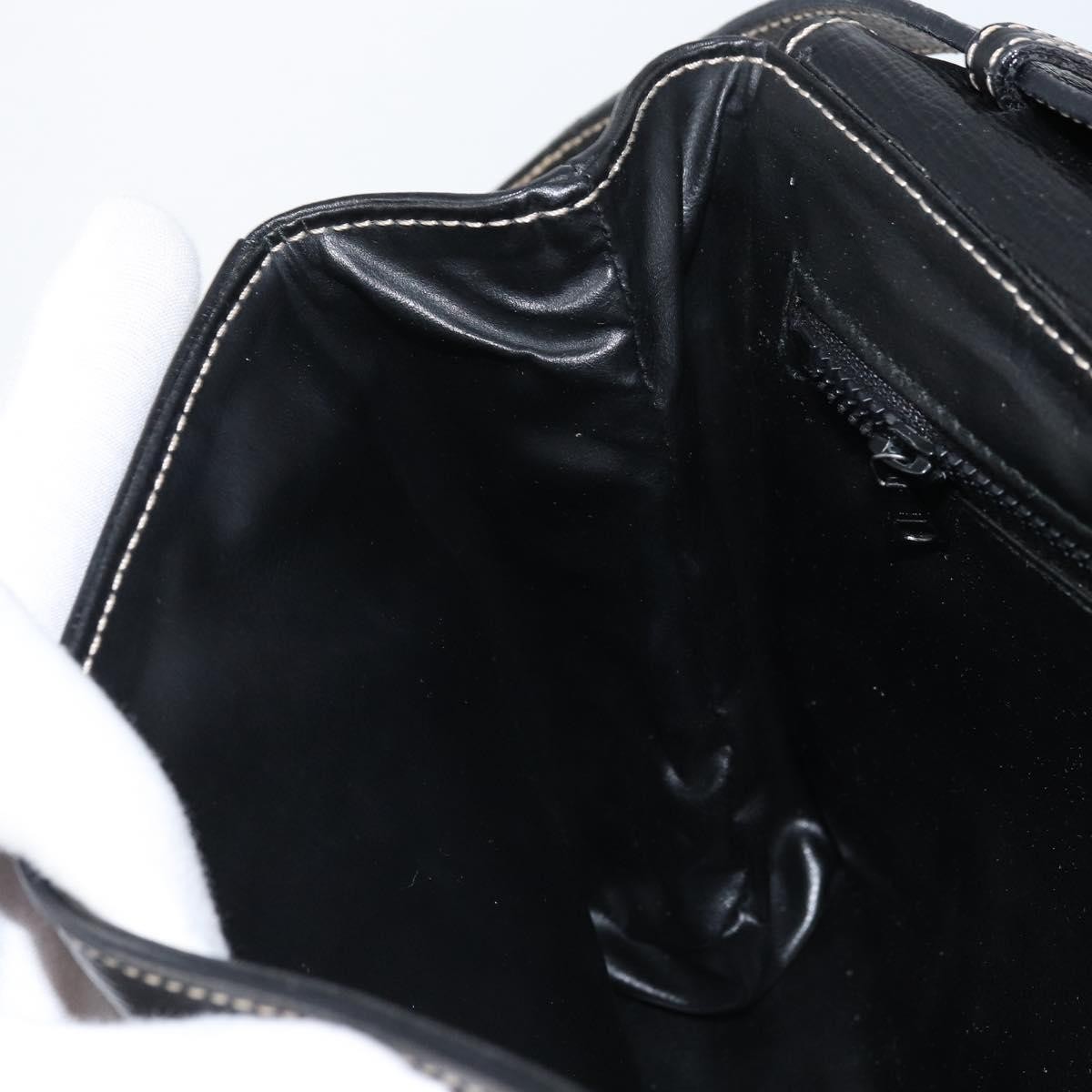 CELINE Circle Shoulder Bag Leather Black Silver Auth LNZ679V