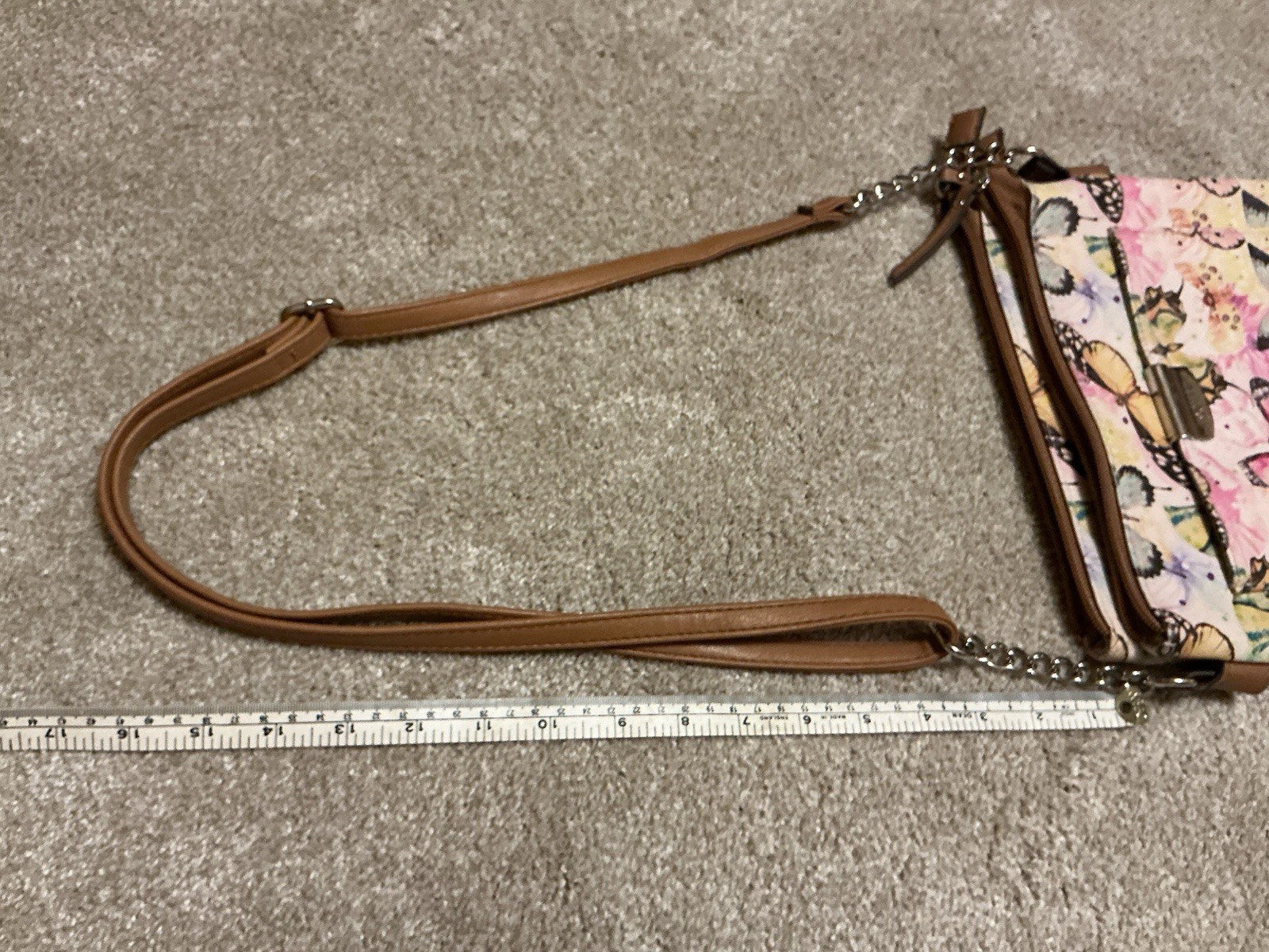 Rosetti Butterfly Print Crossbody Bag Multicolor Zip Adjustable Strap Pockets