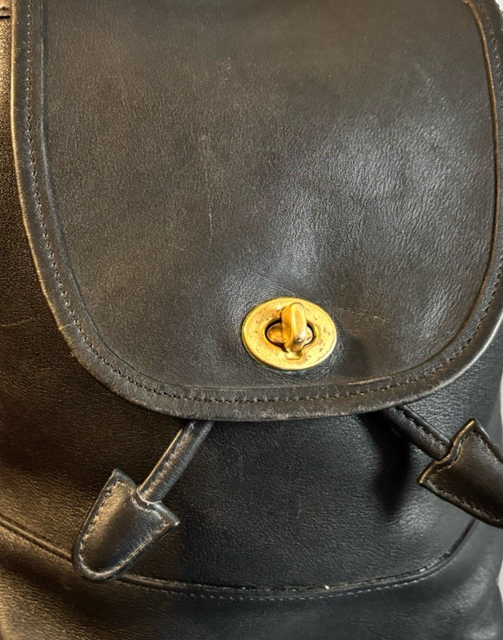 Coach 90s 9791 Black Leather Daypack Backpack Made In USA