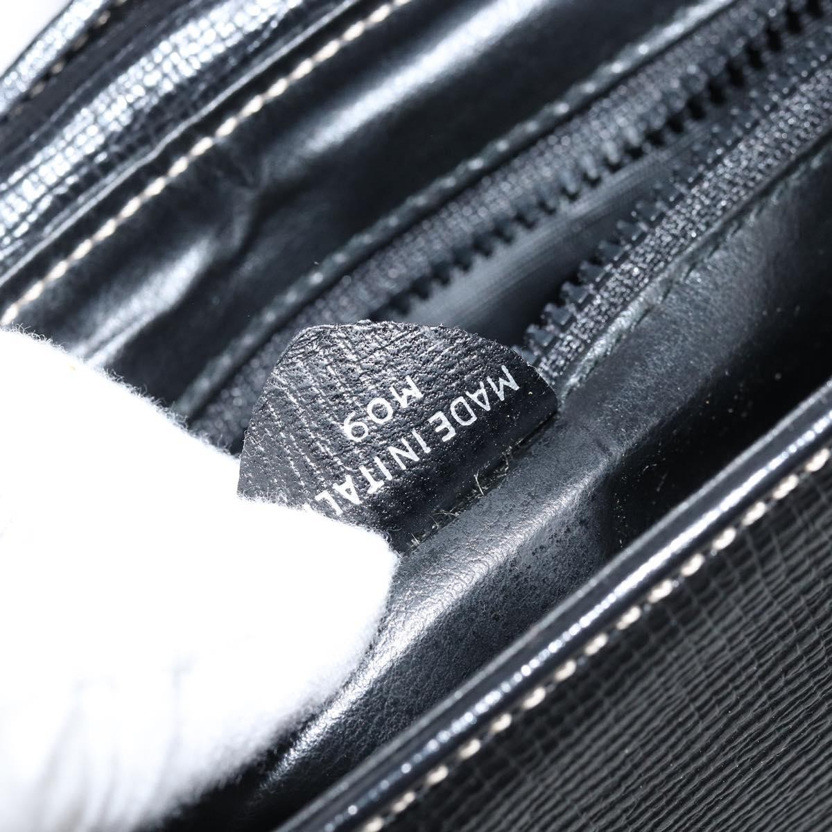 CELINE Circle Shoulder Bag Leather Black Silver Auth LNZ679V