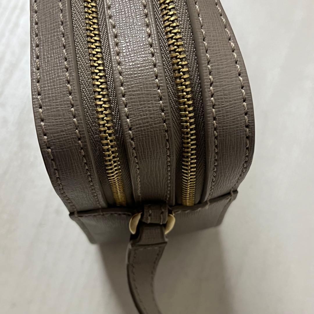 FURLA Lily Gray Leather Double Zipper Shoulder Bag All-Season Authentic