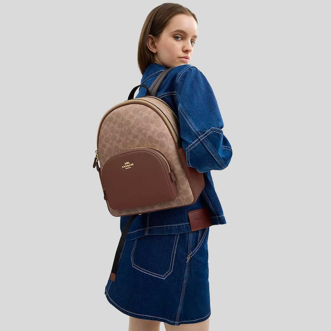 NWT Coach CZ176 Court Backpack In Signature Canvas Pebble Leather $445