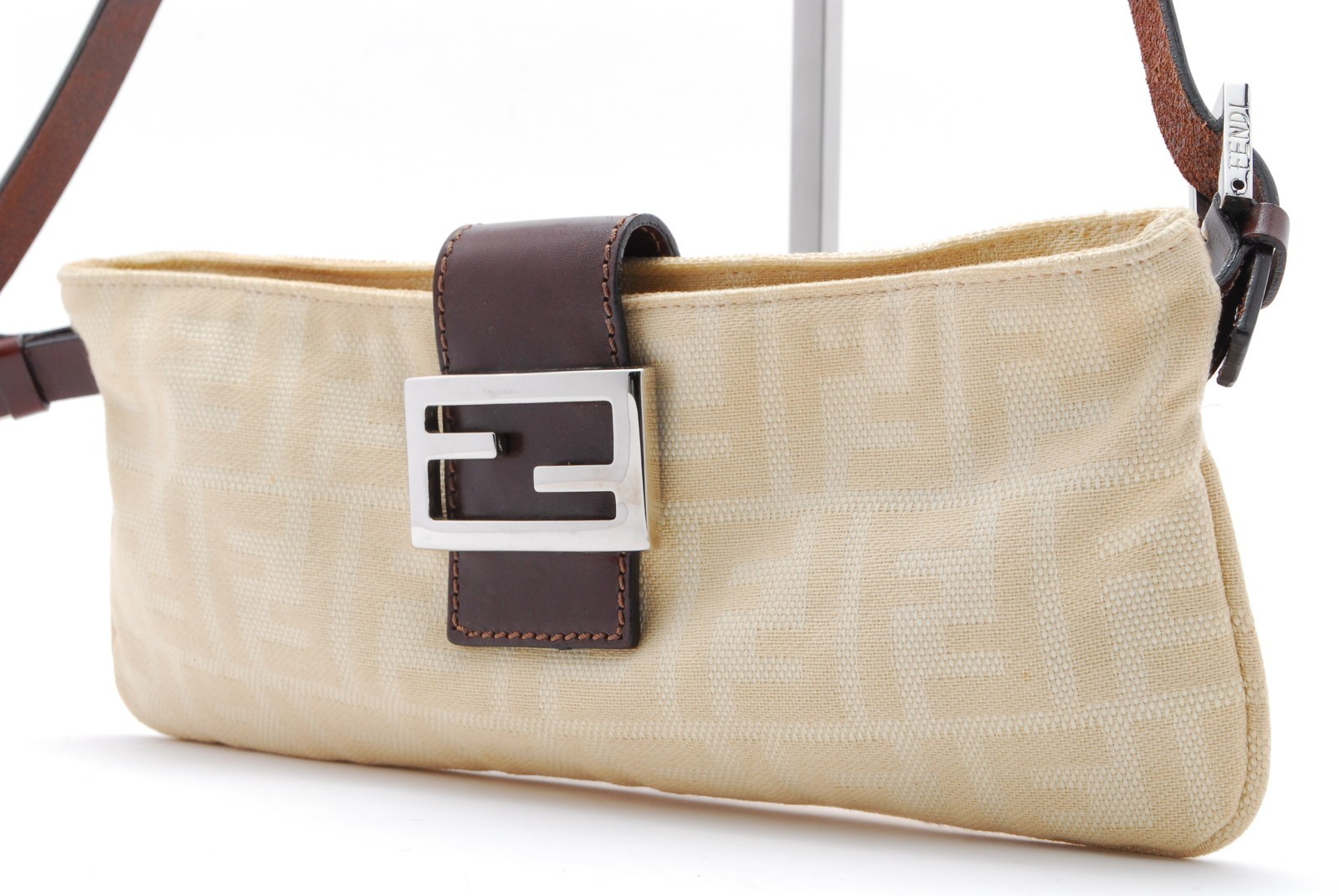 FENDI Mamma Shoulder Bag Ivory Zucca Canvas