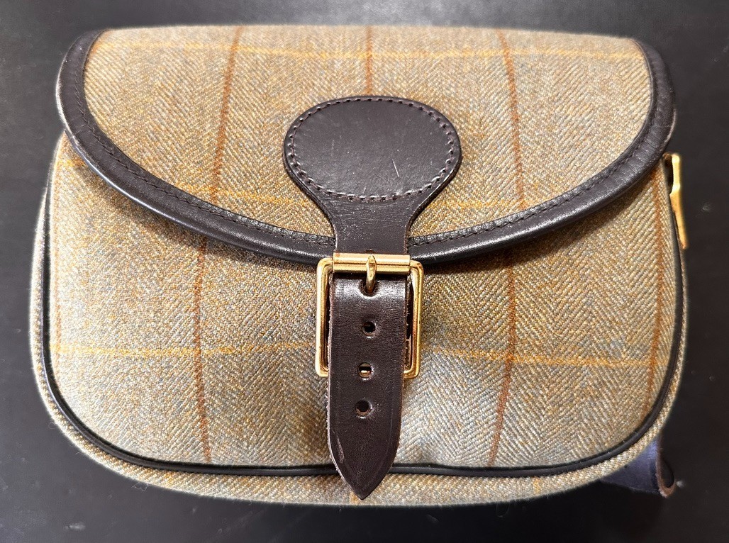Tweed and leather Cartridge Bag by Croots of England