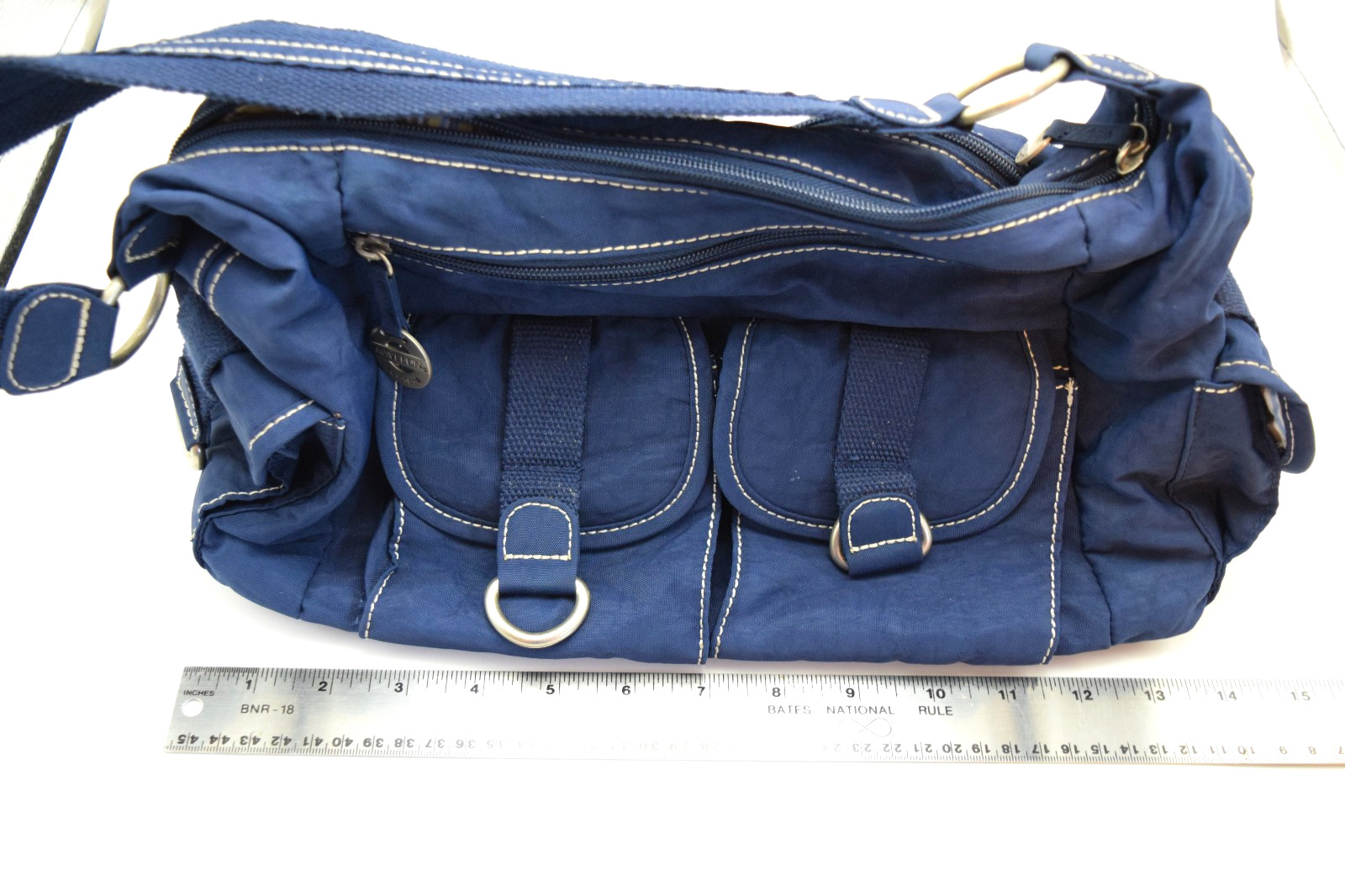 Travelon Anti-Theft Purse Shoulder Bag Hobo Messenger Cargo Pockets Navy Blue