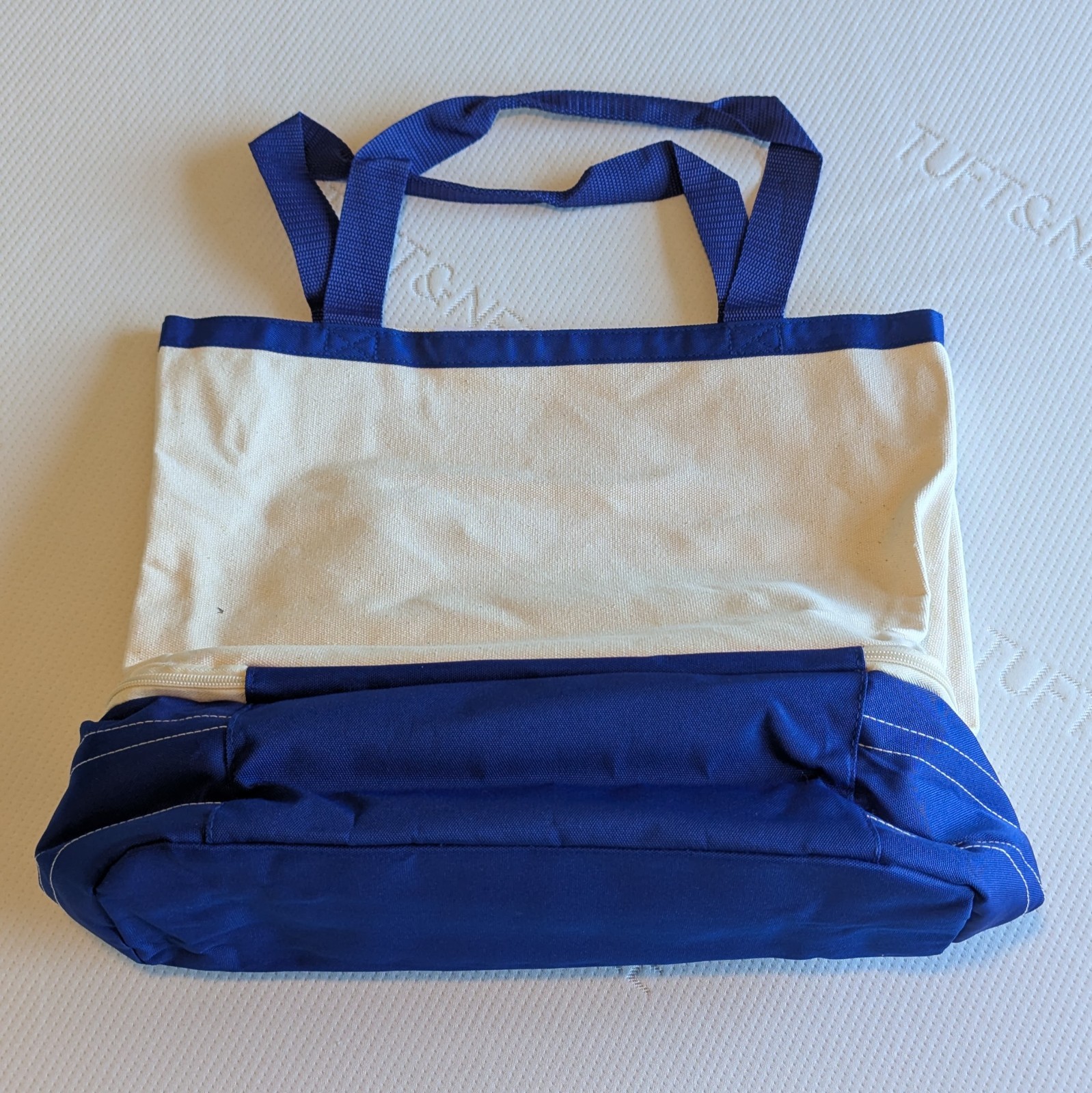 P&G Boat & Tote Beach Bag & Cooler Canvas Blue White 16″ x 16″ NEW