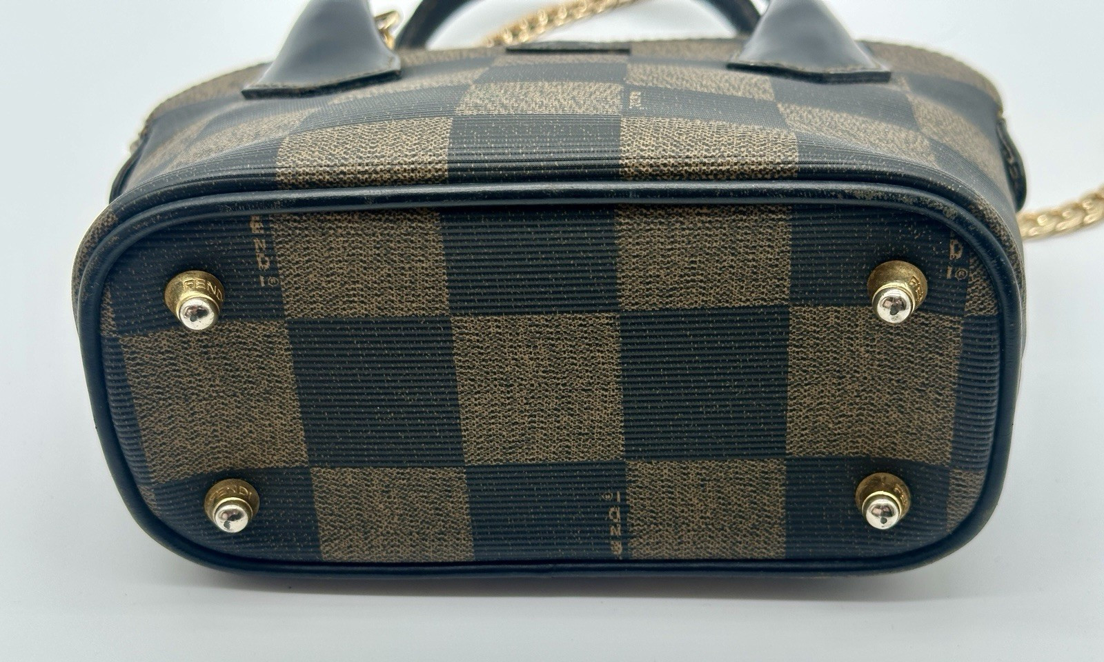 Authentic Vintage Fendi Pequin Mini Boston Dome Bag Top Handle Crossbody + COA