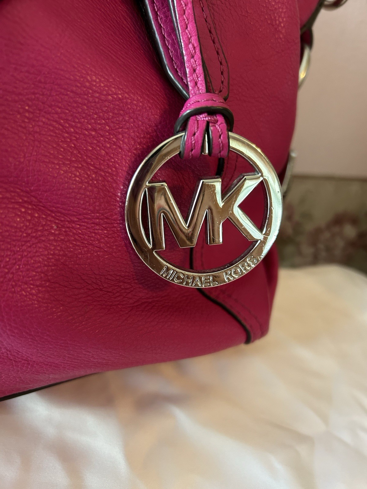 Michael Kors Fuschia Pink Leather Satchel Purse