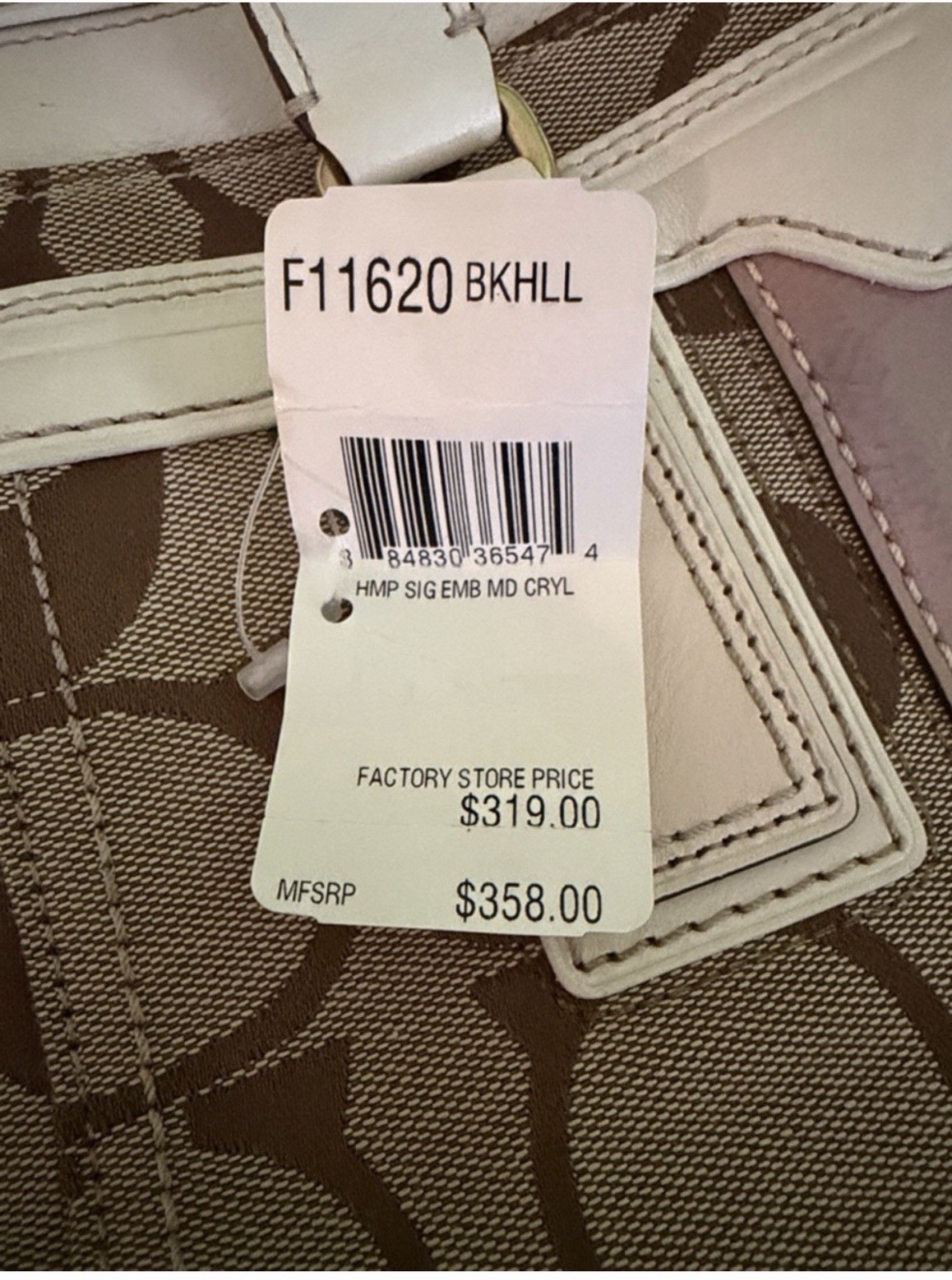 Coach Signature Monogram Satchel Top Handle Turn Lock Zip Brown Beige Pink