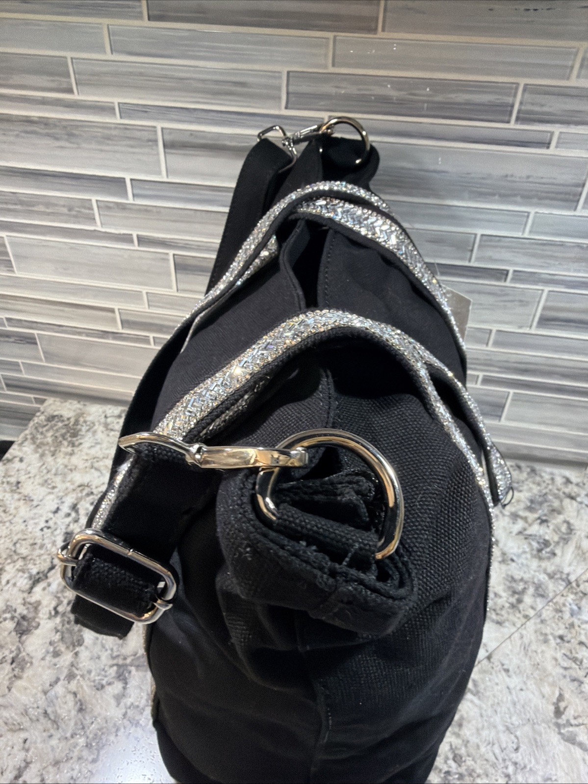 Vanessa Bruno Style Handbag Tote New York Canvas Sequined Straps