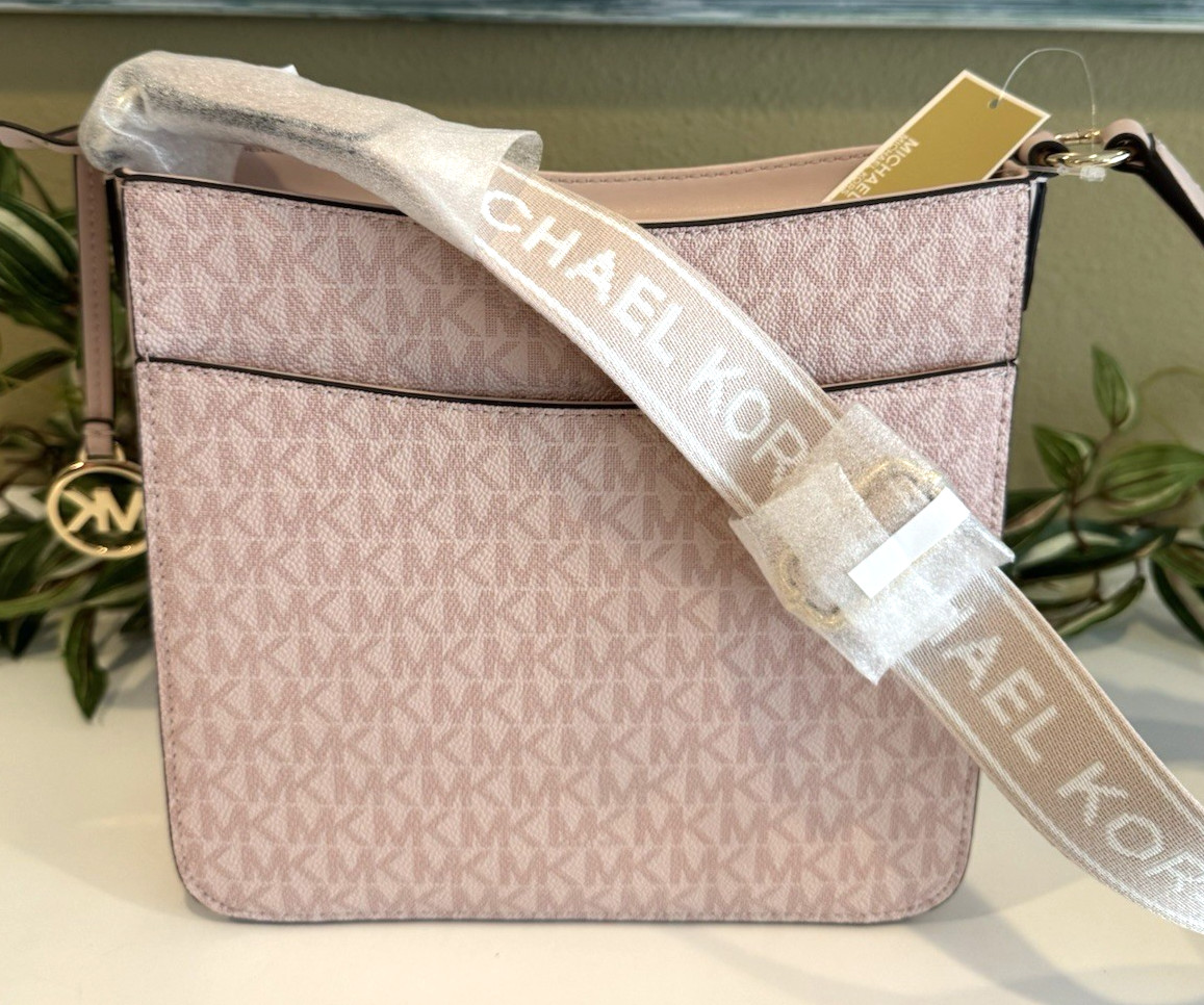 MICHAEL KORS JET SET TRAVEL SMALL ZIP CROSSBODY MESSENGER BAG MK BLUSH PINK LOGO