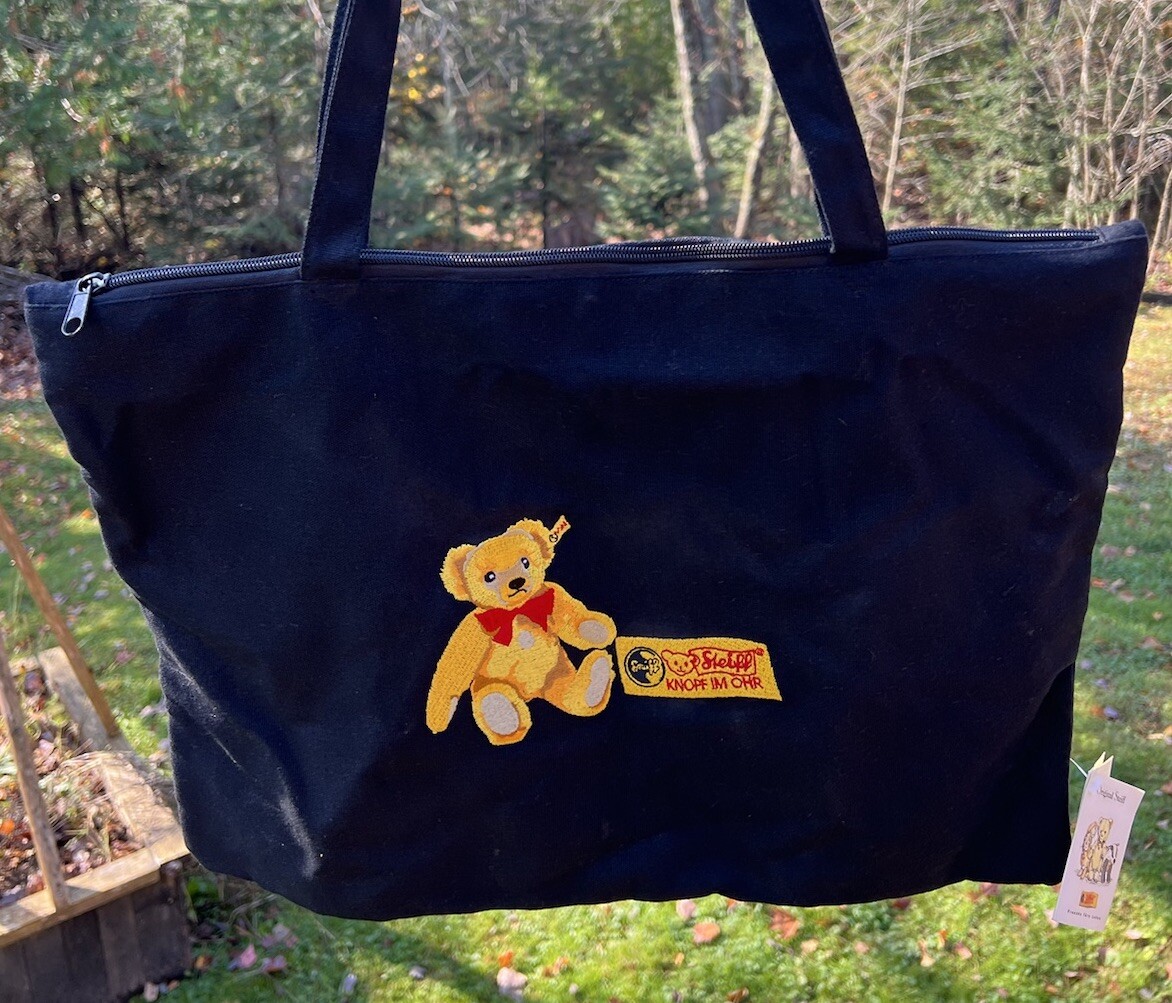 Vintage Steiff Teddy Bear Shopping Bag Handbag Embroidered New 18 X 13 Inches