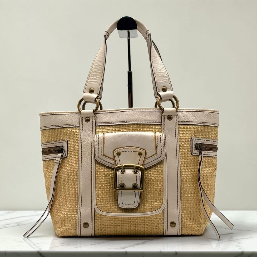 Vintage COACH Soho Straw Bag Leather
