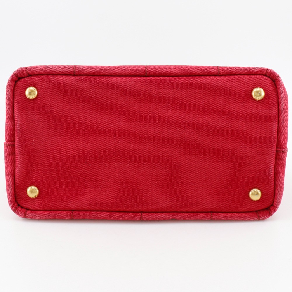 PRADA Canapa Tote Mini Handbag 2WAYShoulder Red canvas Women