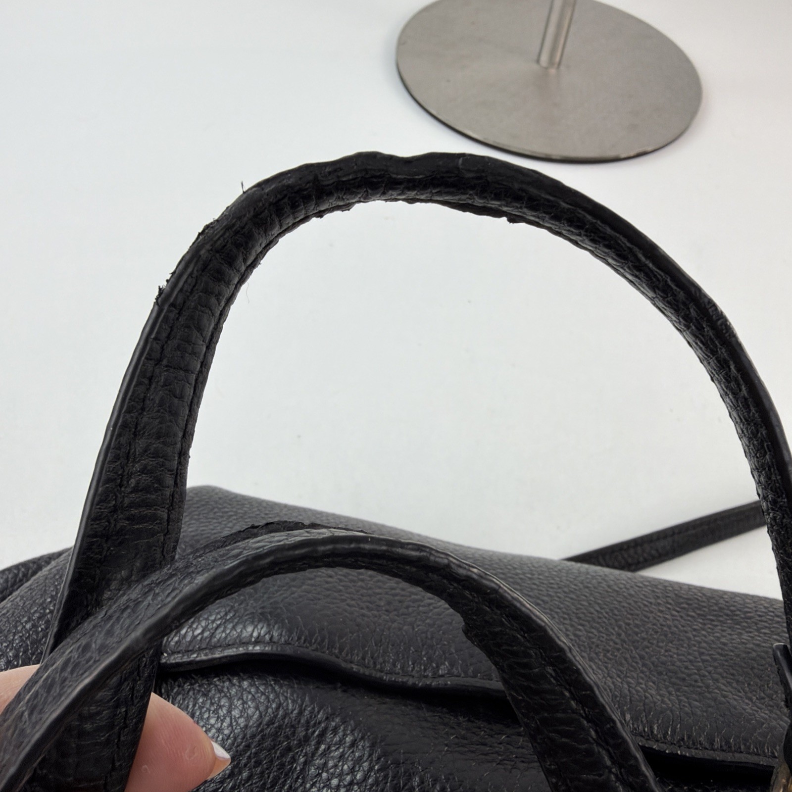 Coach F30565 Ally Black Soft Pebbled Leather Large Convertible Satchel