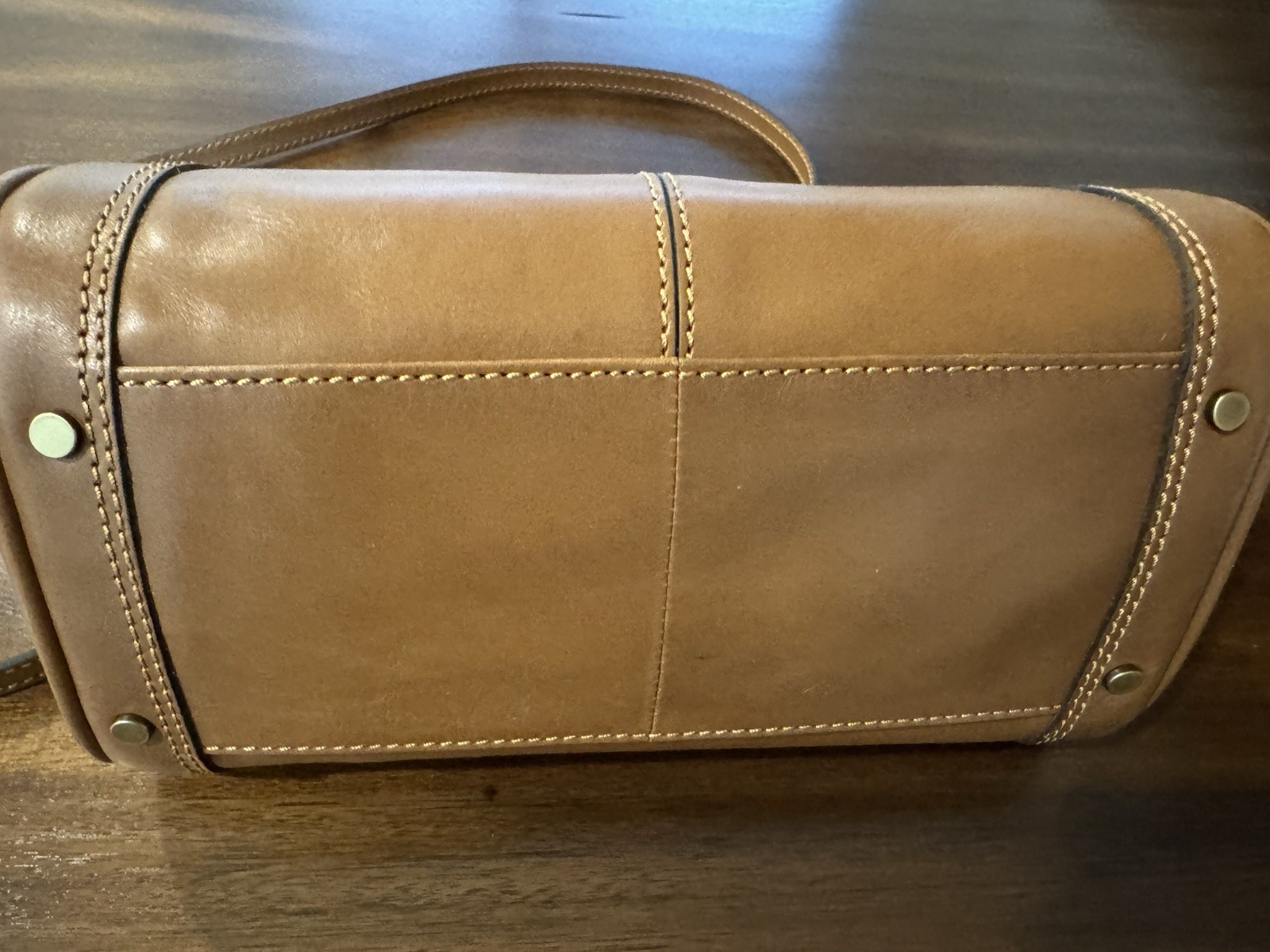 Gianni Conti Genuine Italian Leather Brown Retro Kiss Lock Satchel Top Handle