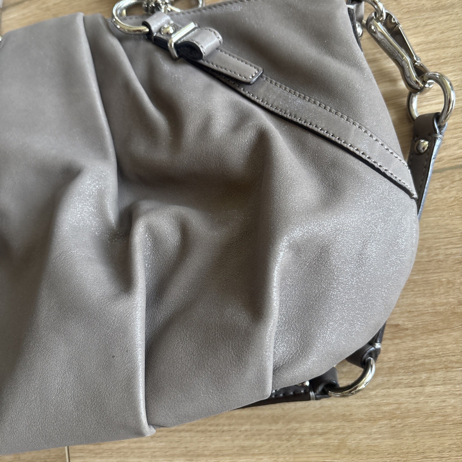 COACH Sophia Madison Gray Leather Pleated Shoulder Satchel J1293-F22563 GREAT
