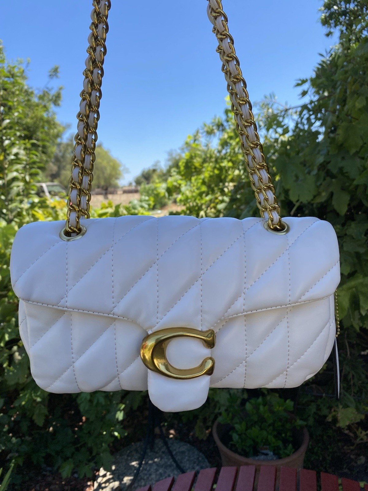COACH Tabby Shoulder Bag 26 Quilted CP150 Brass / Chalk White Leather NWOT