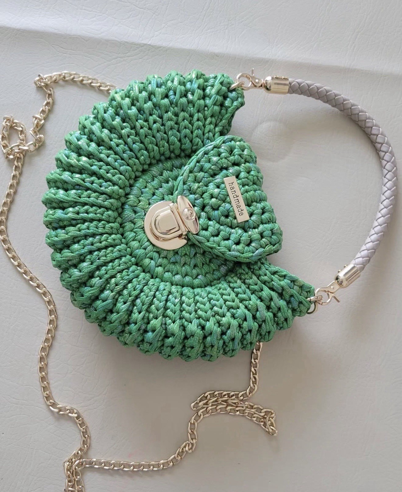 Handmade Crochet Women Bag Shoulder Bag Gren Bag Crochet Bag