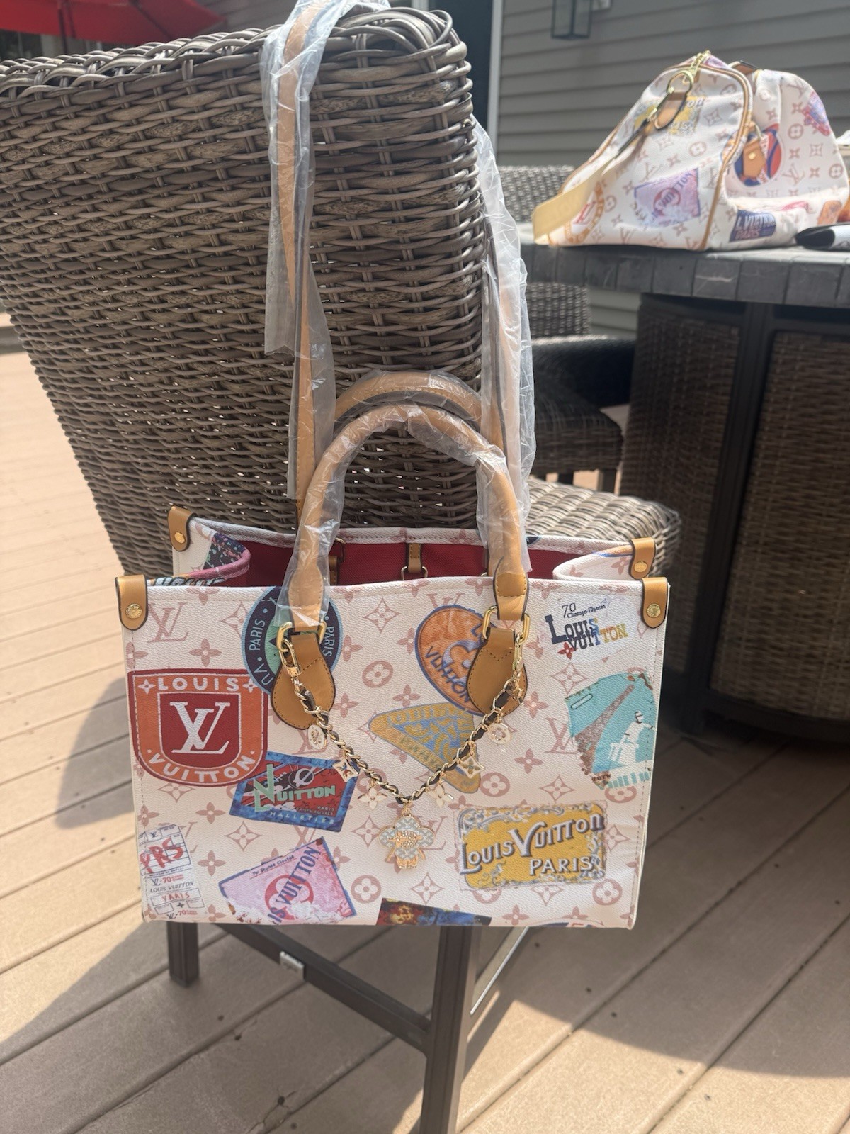 White Multicolor Monogram Duffel bag with matching tote bag