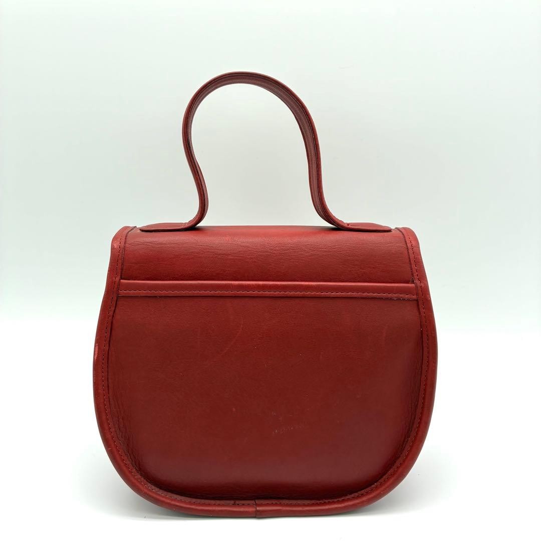 COACH Vintage Tan Bella Court Top Handle Bag Red Leather Pre-Owned 2 Way