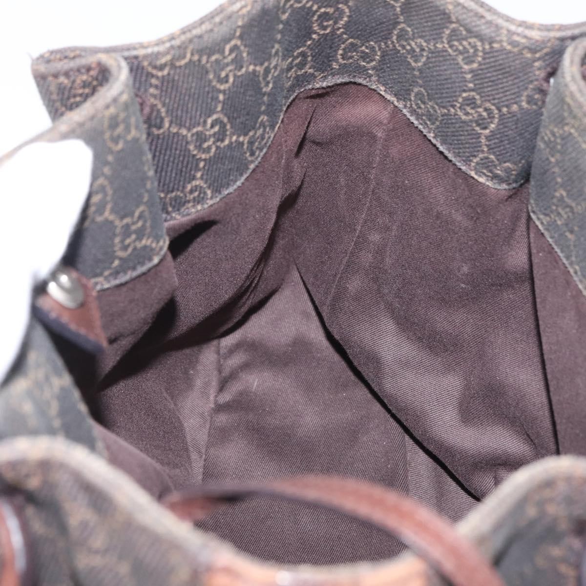 GUCCI GG Canvas Tote Bag Brown Silver 101919 Auth hk3623