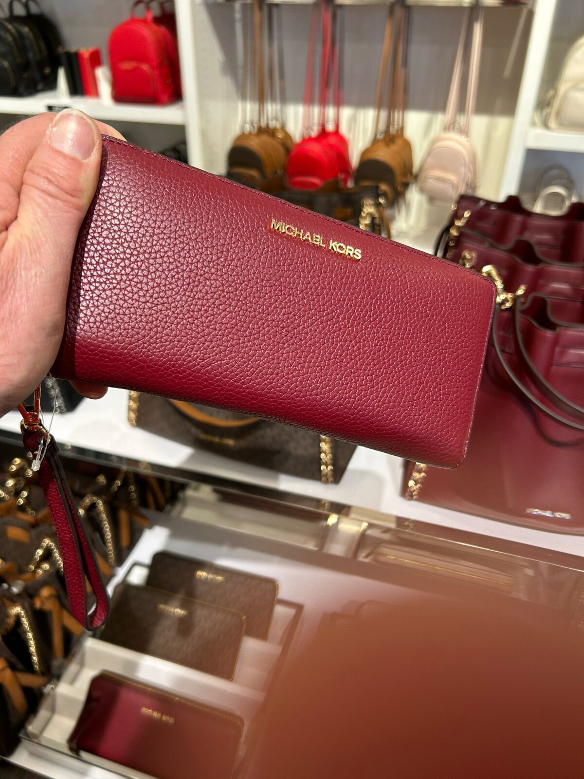 Michael Kors Long Zip Around Wallet Wristlet Leather or PVC Clutch Phone Holder