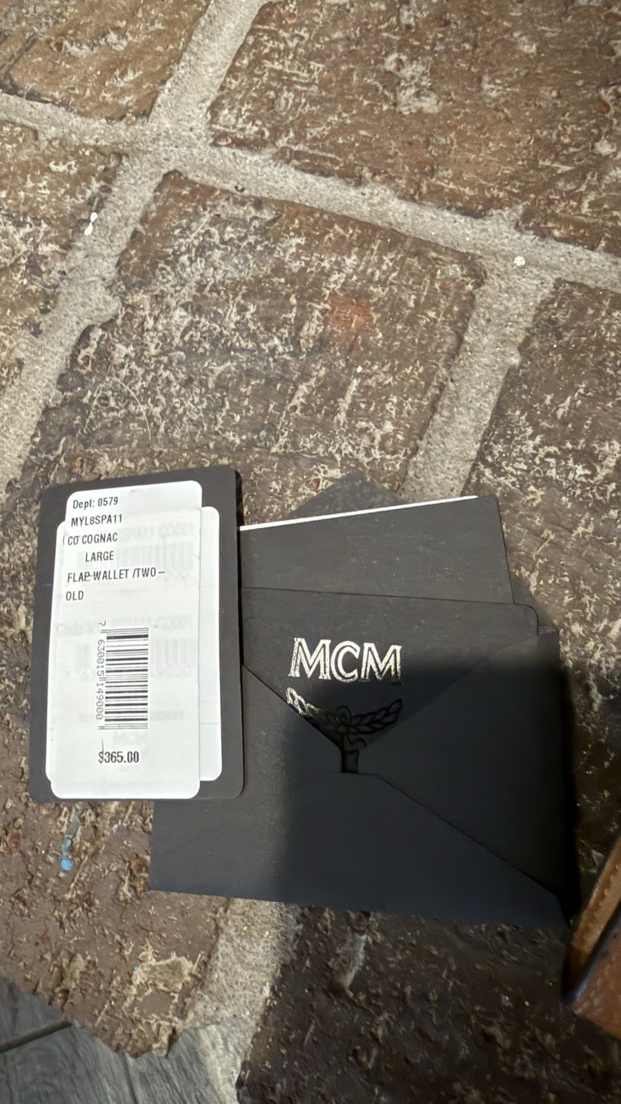 MCM Visetos Monogram Cognac Wallet on Chain Crossbody Bag, Gold Strap w/ Box