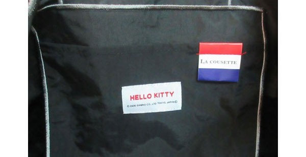 ≪Authentic≫LA COUSETTE HELLO KITTY CHARM / New Classical Eco Bag L BLACK