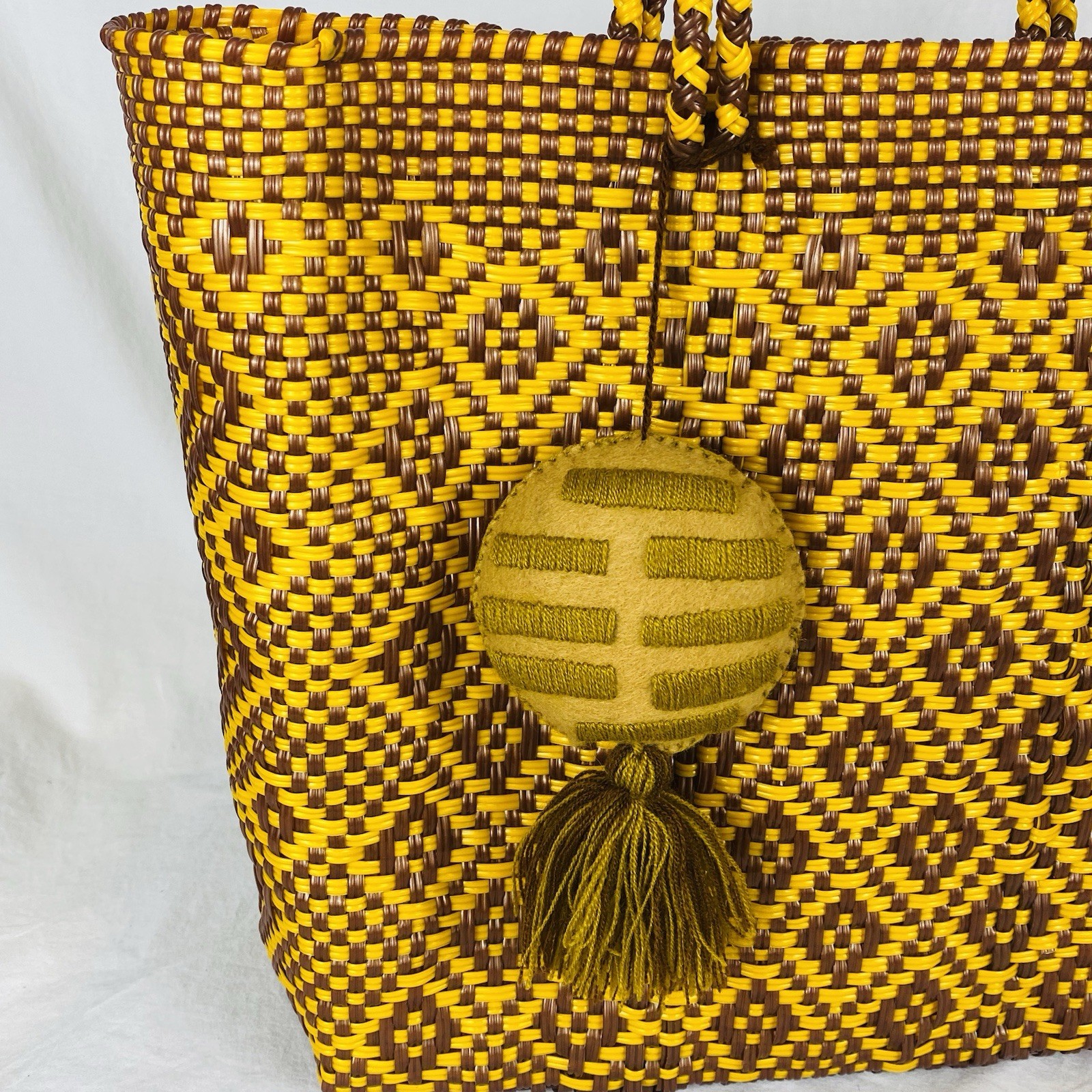Oaxaca Mexico Hand Woven Recycled Plastic Market 13″ Market Tote Bag
