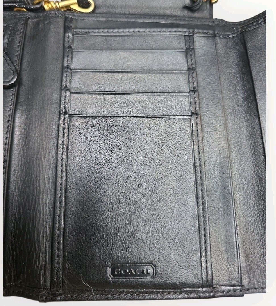 COACH VINTAGE CONVERTIBLE BLK SWING CROSSBODY BAG PURSE TRIFOLD WALLET