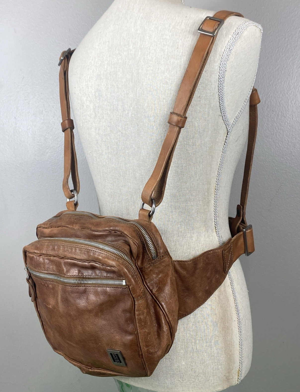 RARE VHTF A.S. 98 Brewer Backpack Brown Distressed Leather Medium Size