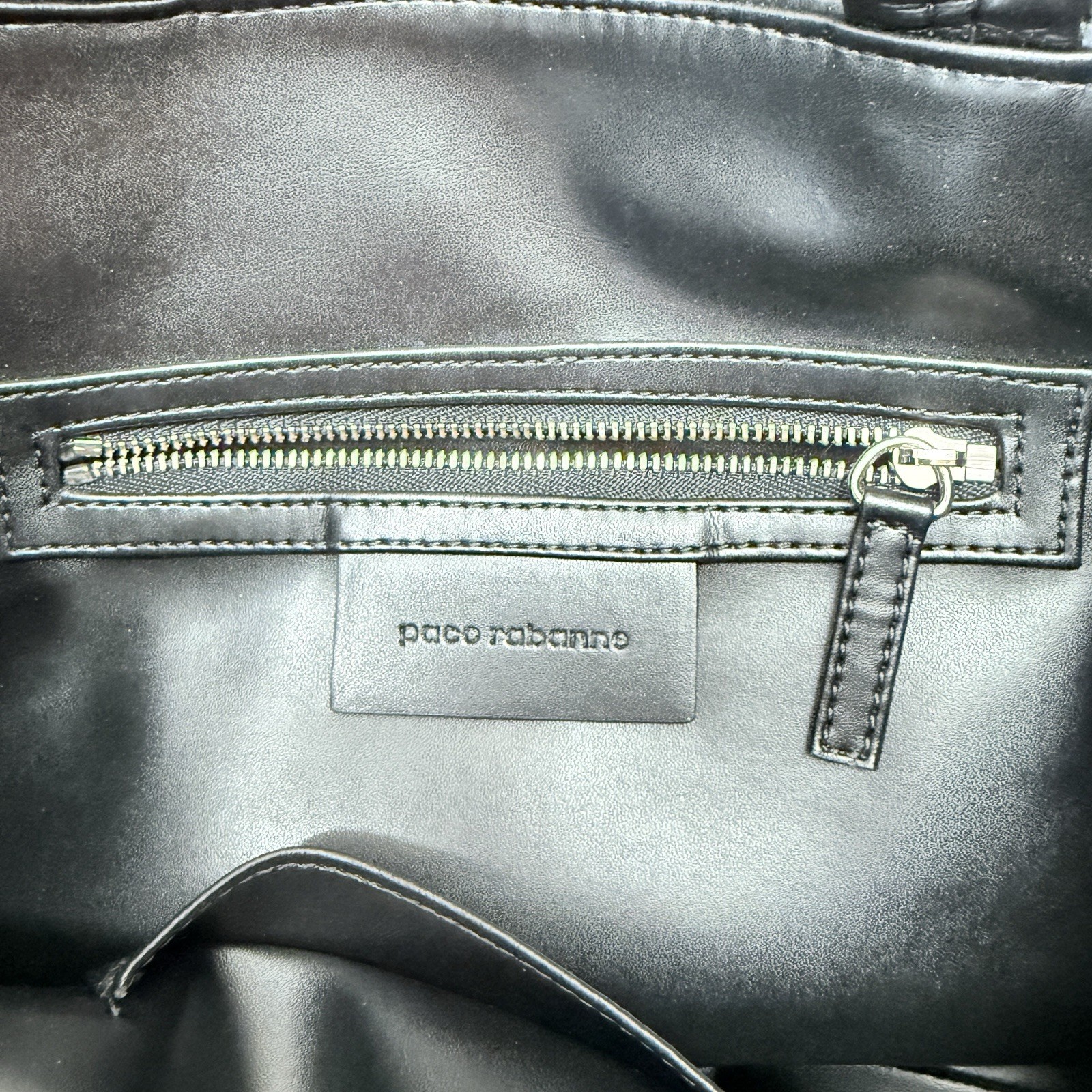 Paco Rabanne Bucket Bag Cinch Top Faux Leather Black Minimalist Quiet Luxury