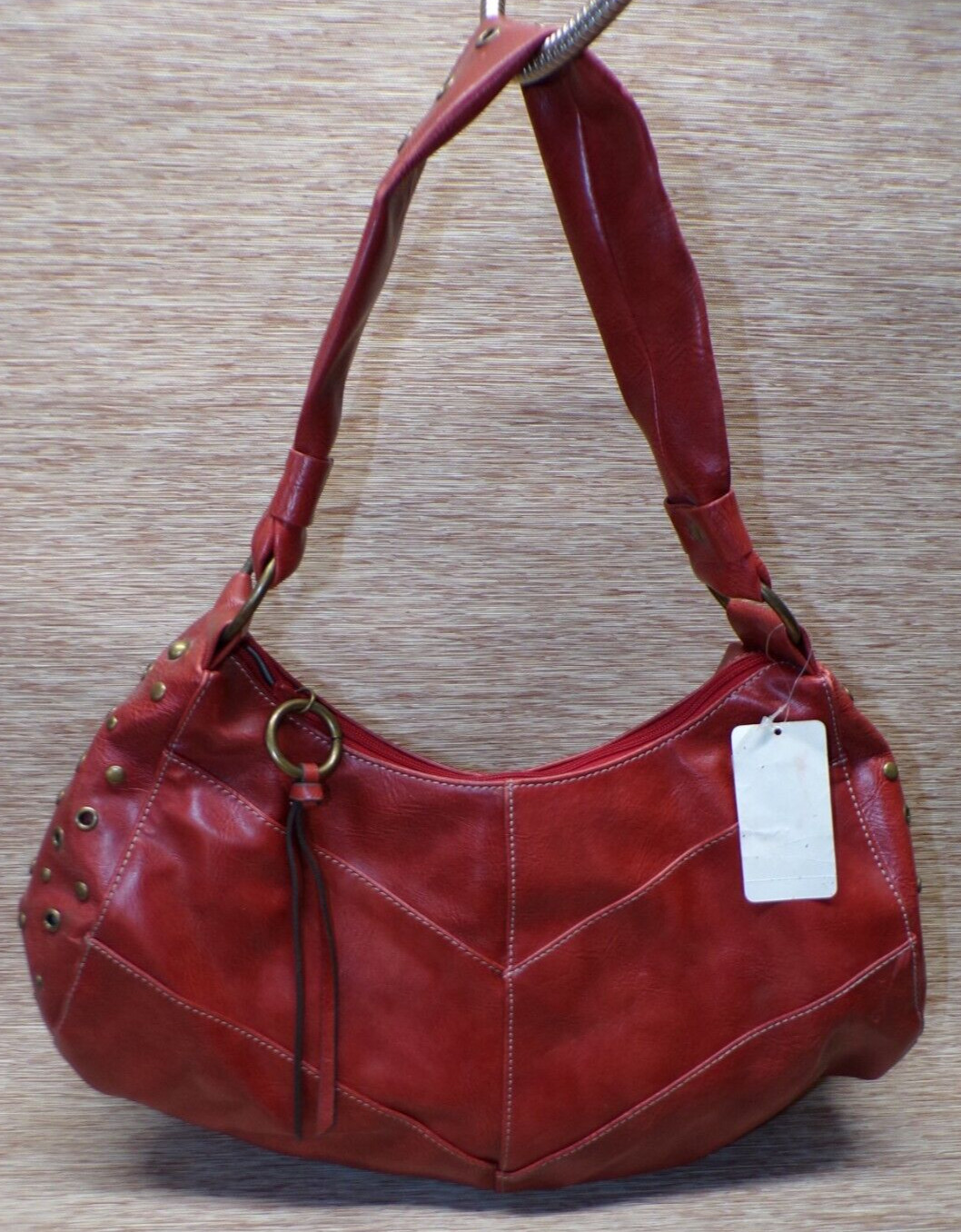 Bandolino Red Pebbled Leather Handbag Shoulder Bag Purse