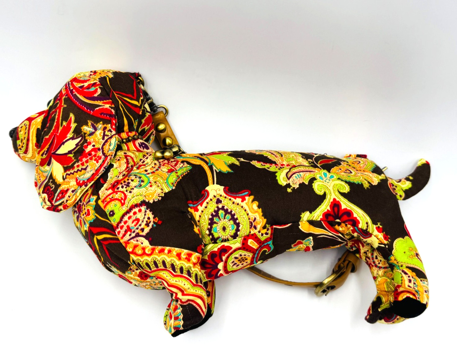 Fuzzy Nation Dog Lover Purse Paisley Dachshund Wiener Shoulder Bag Excellent!