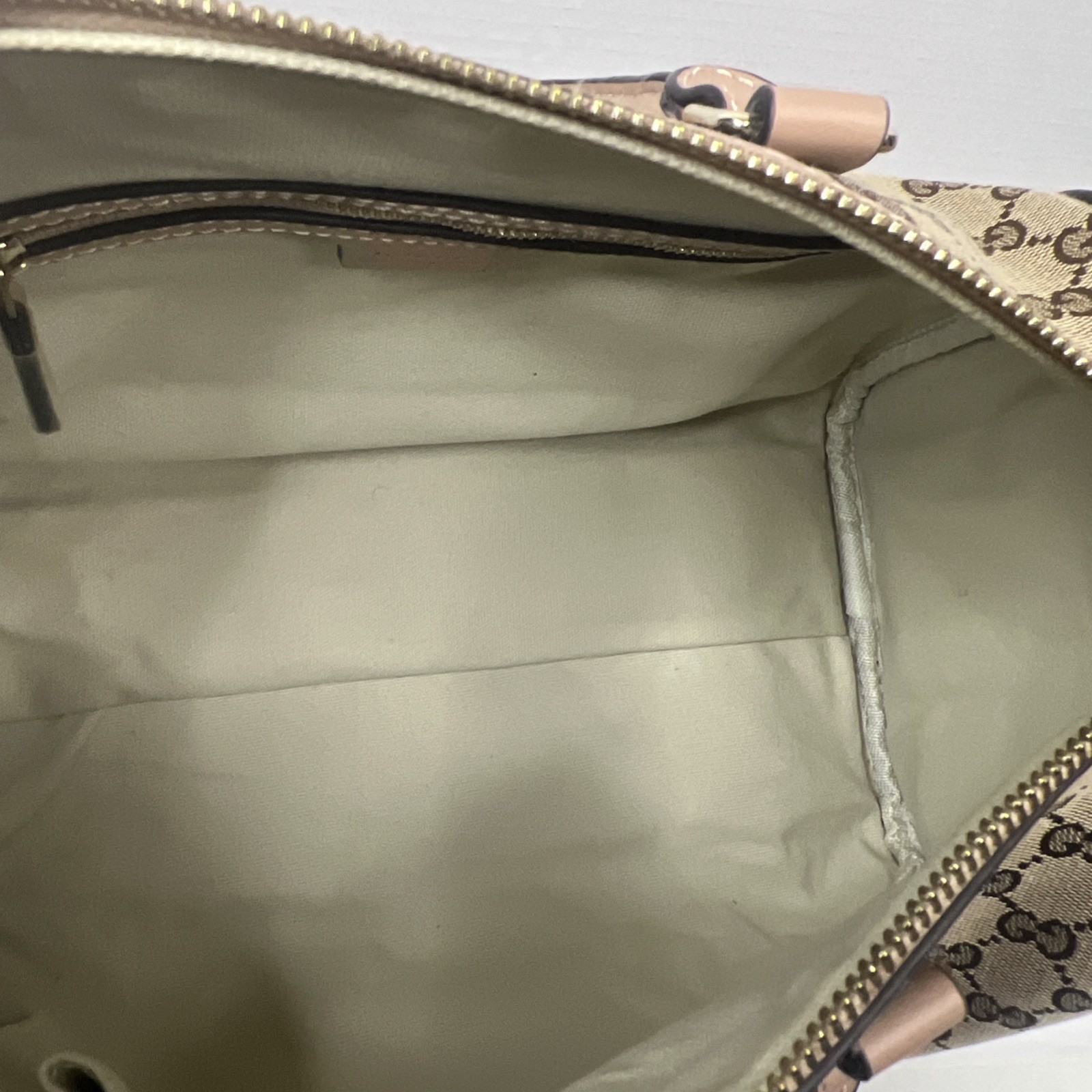 Gucci Medium GG Canvas Web Joy Boston Bag Pre-Loved Pink NO SHOULDER STRAP