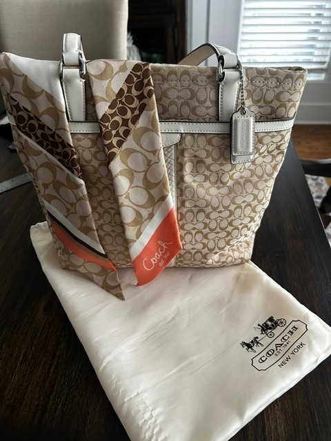 Coach Shoulder Bag with Scarf + Dust bag