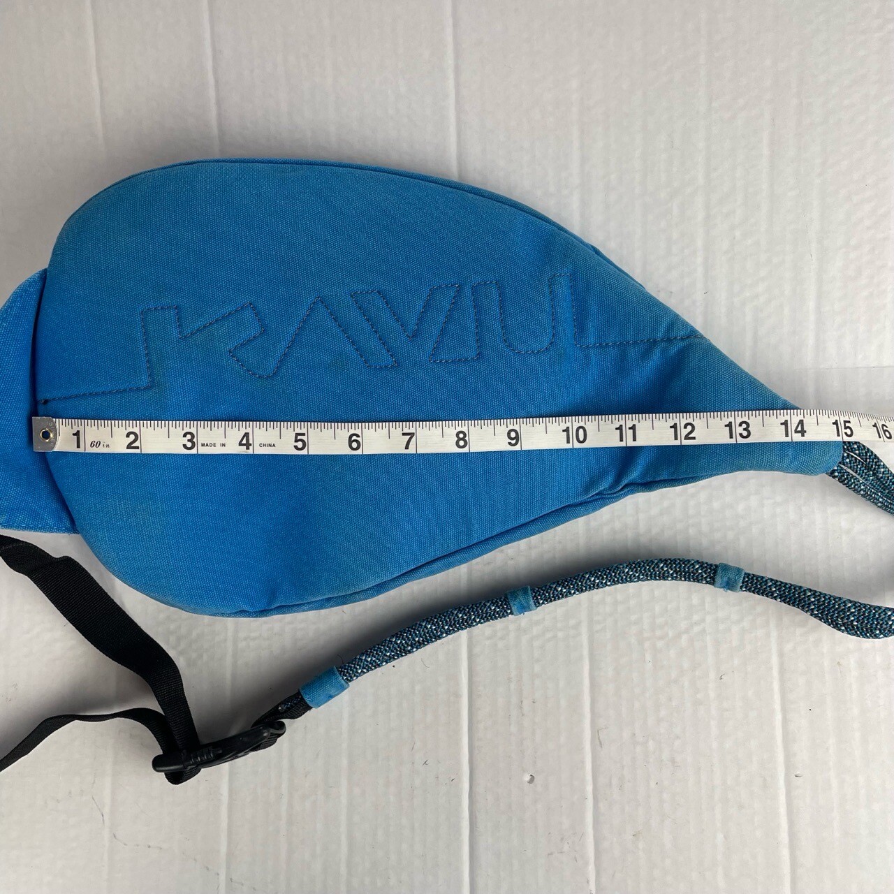 KAVU Blue Rope Bag Sling Single Strap Multiple Pockets Cotton Canvas