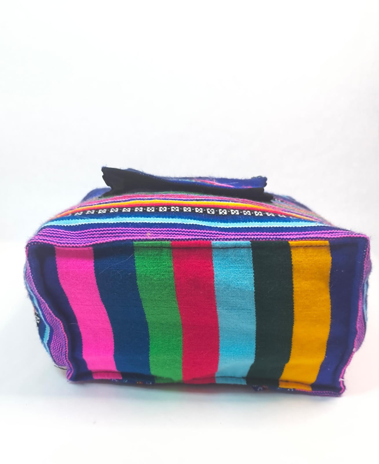 Boho Artisan Striped Woven Fabric Backpack Multicolor Canvas Daypack Travel 18in