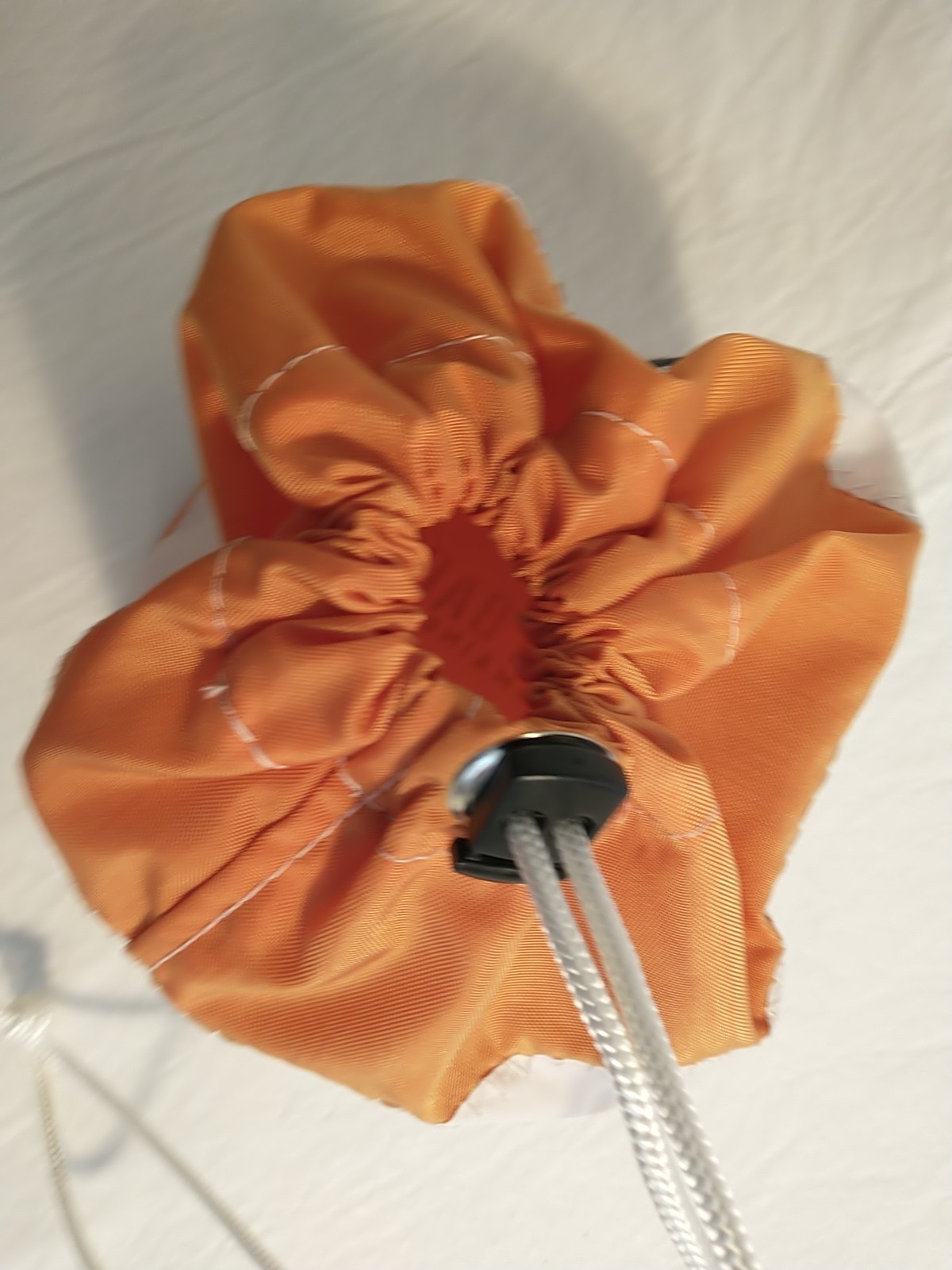 Sea Bags Maine Drawstring Ditty Bucket Bag Dog Paw Print Orange White Used USA