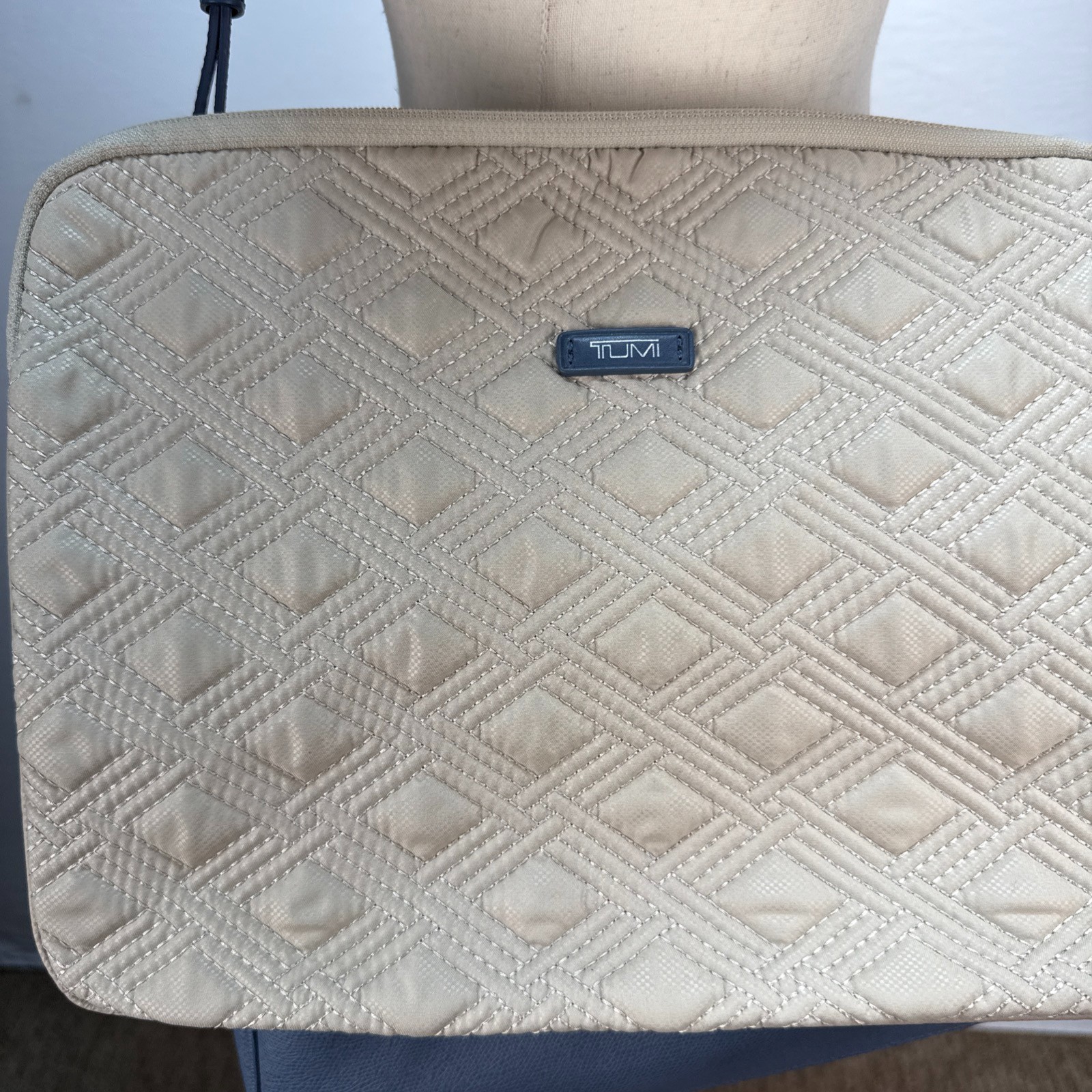 Tumi Sinclair Elaine Commuter Brief Tote Bag Cornflower Blue Leather Crossbody