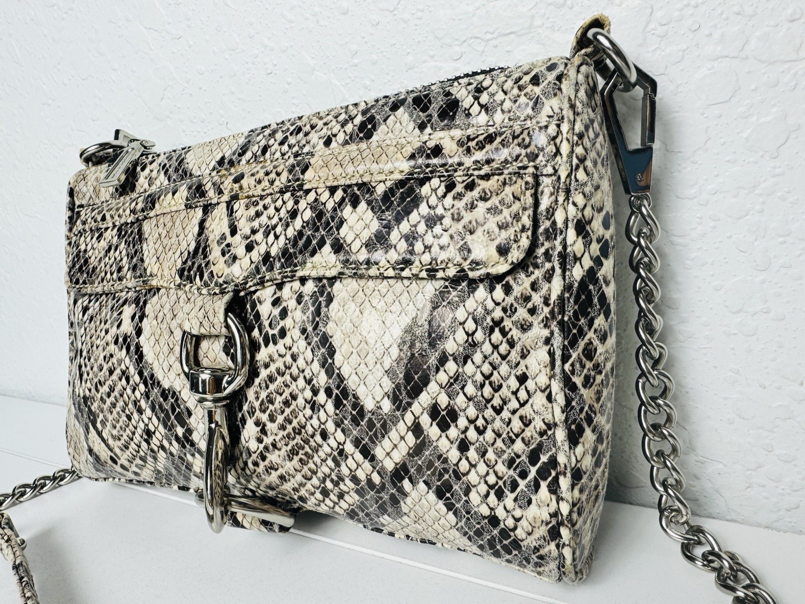 Rebecca Minkoff Mini Mac Snake Print Leather Chain Strap Shoulder Crossbody Bag