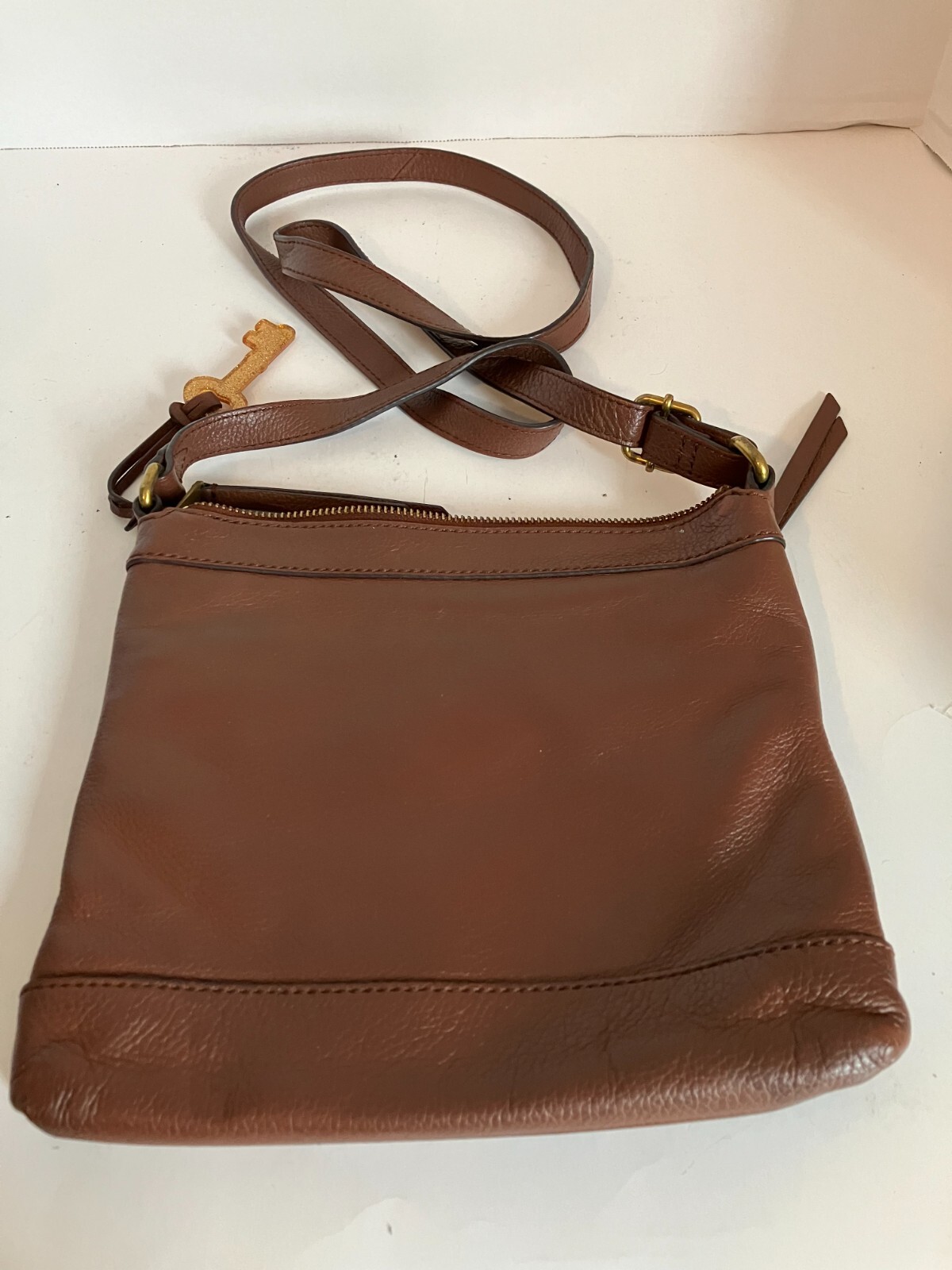 Fossil Fiona Color Block Crossbody Leather Bag Handbag Purse Red Black Brown