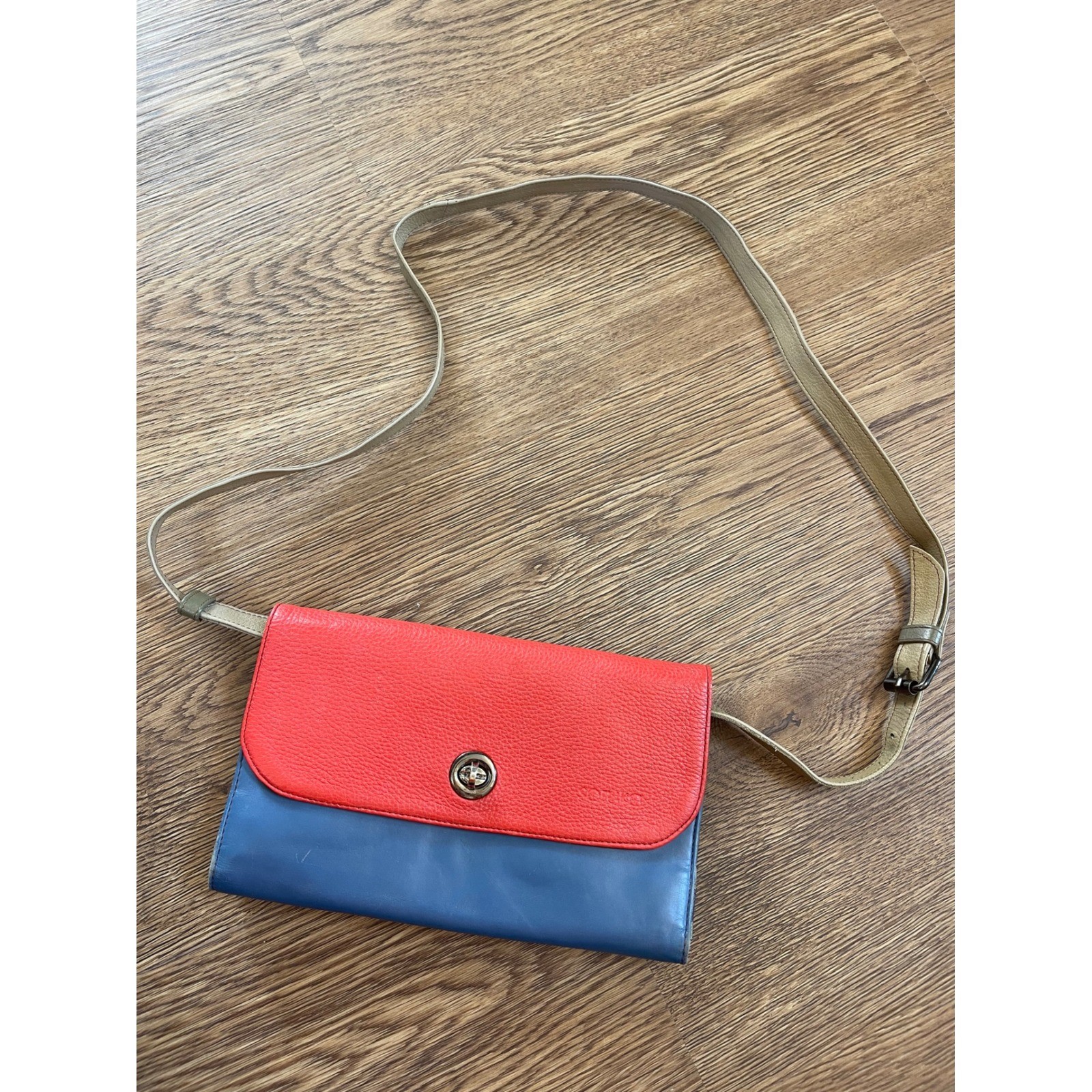 Soruka Recycled Leather Colorblock Crossbody Bag Small Messenger Red Blue Multi