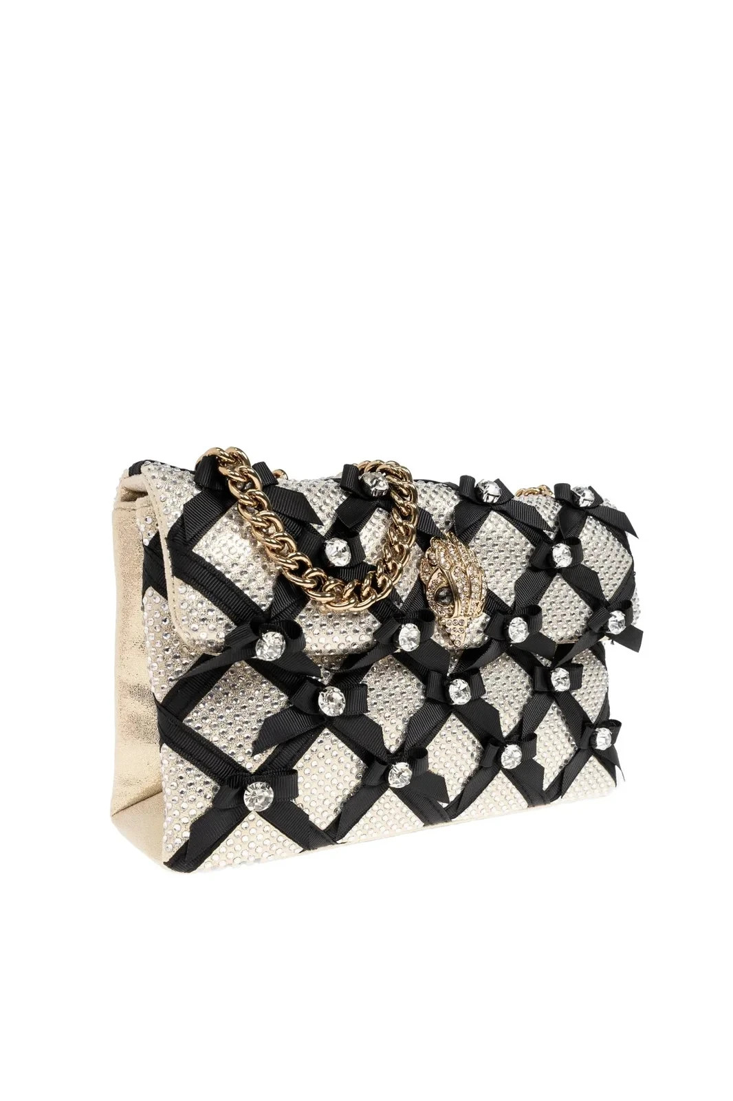 Kurt Geiger London Medium Kensington Bows Bag, Black / Champagne, Size: small