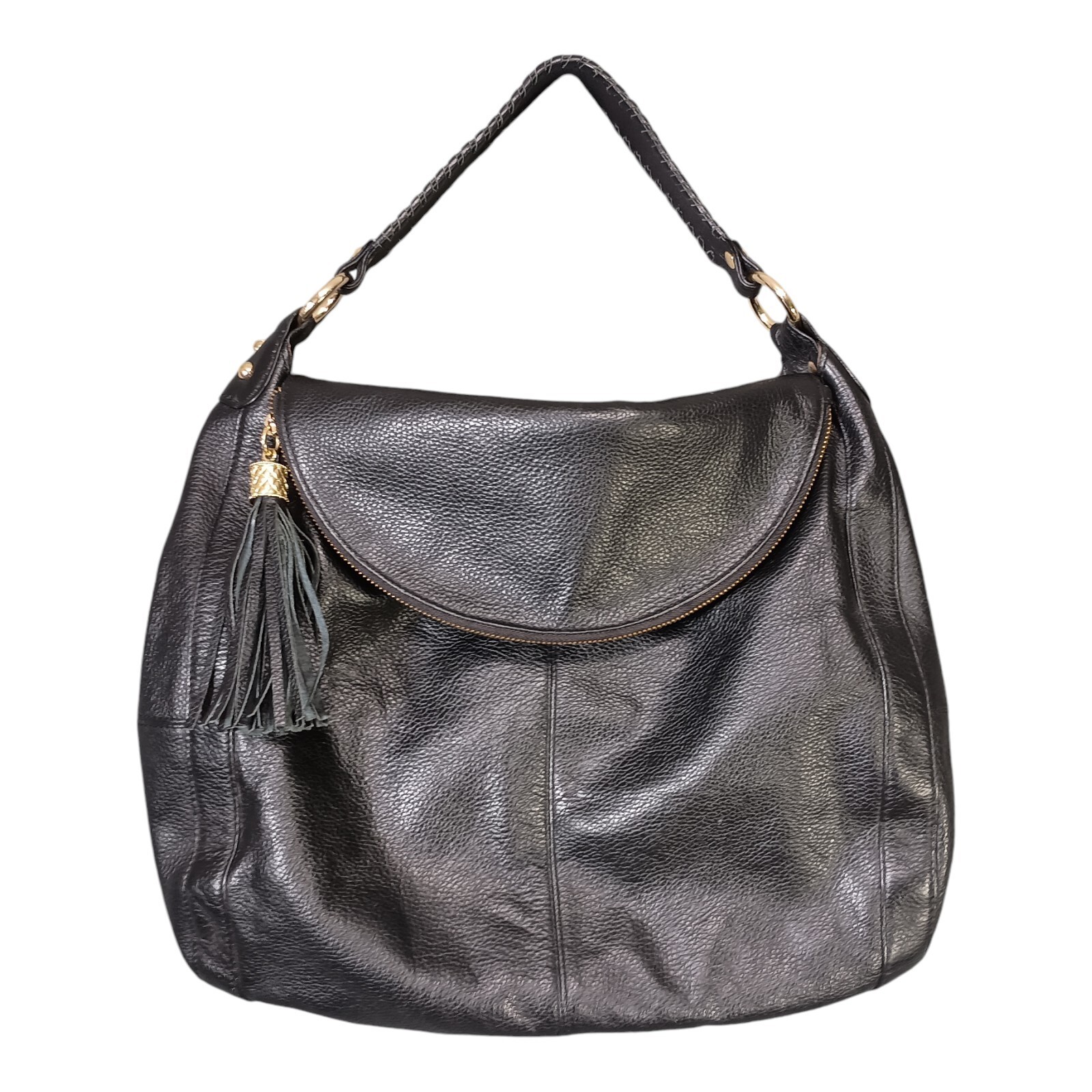 Hobo Handbag Large Womens Onna Ehrlich Rachel Leather Bag Gold Tone Canvas Zip